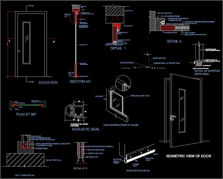 an architectural drawing showing the details for a door