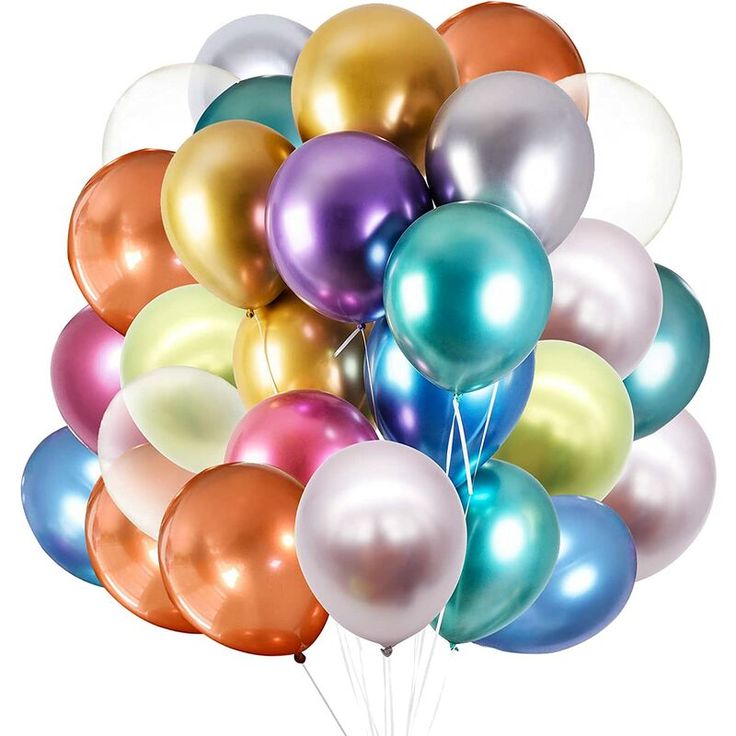 a bunch of balloons that are in the shape of a ballon on a white background