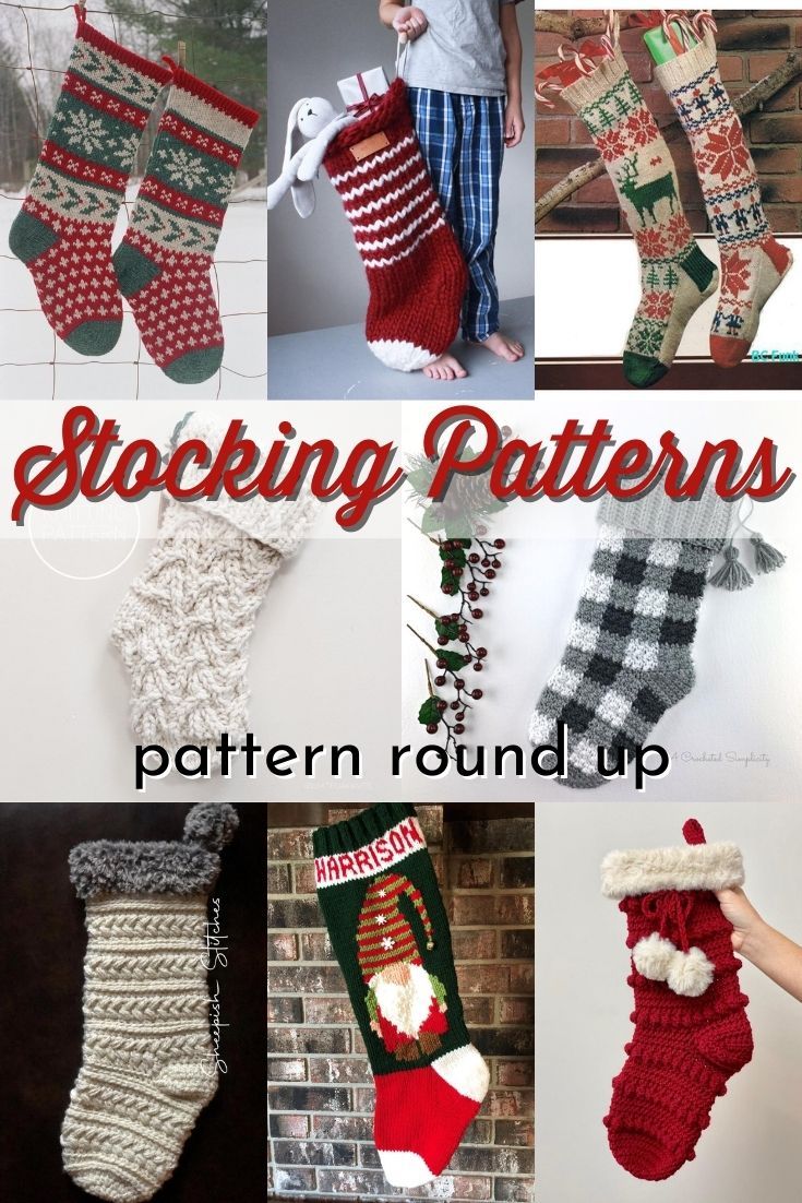 stockings are hanging on the wall and there is text overlay that reads stocking patterns pattern round up