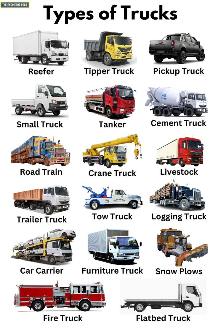 Trucks | Types of Trucks | Different Types of Trucks | Types of Trucks Name | Types of Trucks Vehicles | Truck Types | Tipper Truck | Pickup Trucks | Tanker | Cement Truck | Crane Truck | Tow Truck | Trailer Truck | Flatbed Truck | Fire Truck | Furniture Truck Truck Anatomy, Lorry Trucks, Truck Transportation, Truck Dispatcher, Truck Mechanic, Truck Company, Truck Names, Trucking Company, Trucking Business