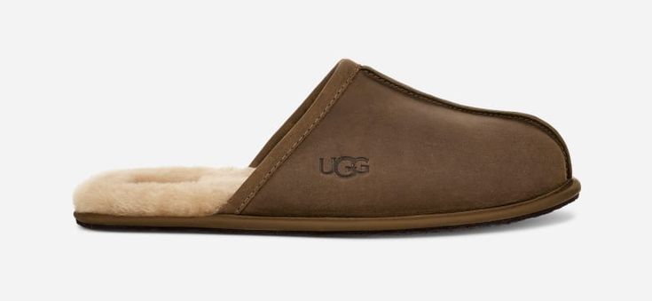 Our favorite house slipper is made for down-time and self-care moments, with our soft UGG®plush blend and sheepskin insole. The genuine leather upper makes it okay to take house calls with its refined finish. | Leather upper. 17mm UGG®plush 60% upcycled wool, 40% TENCEL Lyocell lining. 17mm sheepskin insole. Foam footbed. Suede outsole. Recycled polyester binding. Heat-embossed UGG® logo. RN 88276. This product contains real fur from sheep or lamb. Fur may be sourced from Australia, Ireland, the Men’s Ugg Slippers, Ugg Men Slippers, Mens Ugg Slippers, Ugg Slippers, Mens Uggs, Slipper Shoes, House Slippers, Real Fur, Mens Slippers