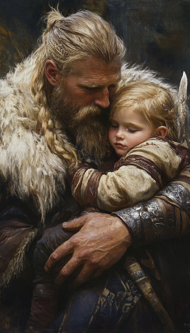 Viking Warrior Holding His Child Close Viking Man Art, Vikings Characters, Viking Warrior Art, Viking Warrior Men, Nordic Men, Suzanne Wright, Celtic People, Viking Man, Norwegian Men