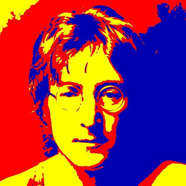 an image of a woman with glasses in red, yellow and blue colors on her face