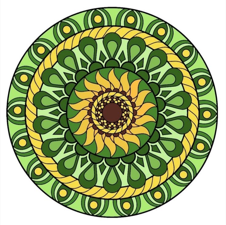 a green and yellow circular design on a white background