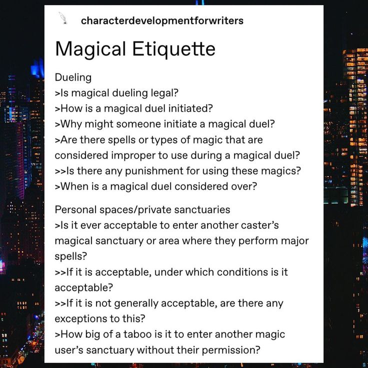 a white piece of paper with the words'magic etiquette'on it