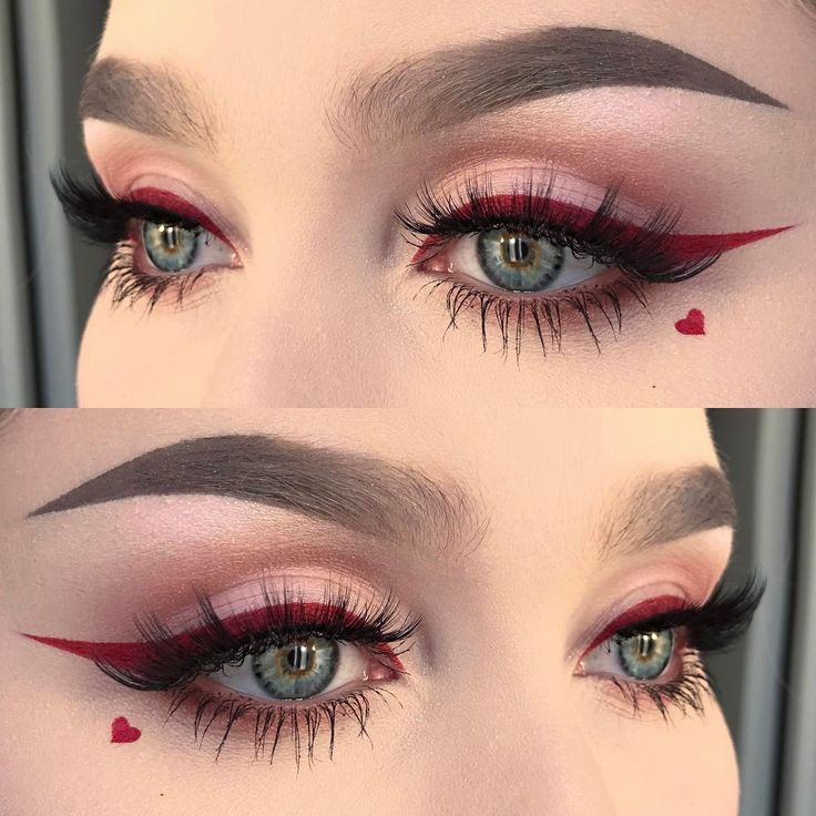 15 Maquillajes que deberías intentar para San Valentin Make Up Designs, Eyeliner Tips, Red Eyeliner, Valentines Day Makeup, Valentines Makeup, Red Makeup, Makijaż Smokey Eye, Makeup Guide, Makeup Tricks