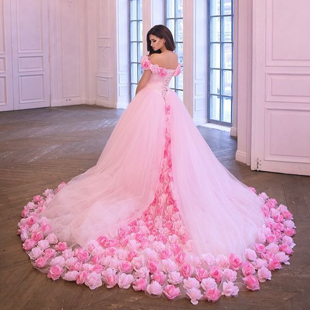 Prom Dress Flowers, Ball Gown Prom Dress, Flower Prom Dress, Cheap Prom Dresses Long, Pink Wedding Dress, Pink Wedding Dresses, Burgundy Prom Dress, A Line Prom Dresses, Gown Prom