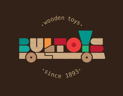 the logo for wooden toys, since 1933 is shown in multicolored letters on a brown background