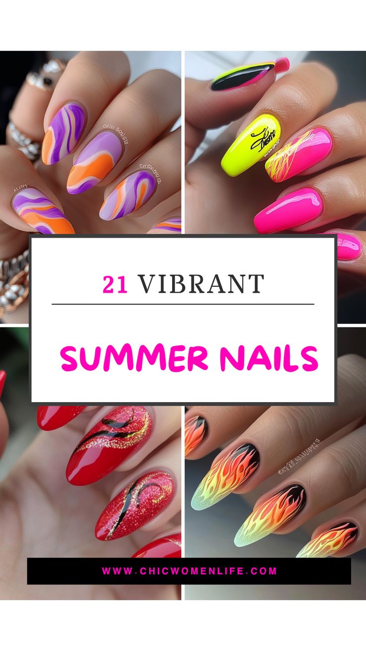 Top 21 Vibrant Summer Nails for 2024 that are A Must-Try Vibrant Summer Nails, Vibrant Nail Colors, Cute Summer Nail Designs, Summer Nail Ideas, Bright Summer Nails, Nail Art For Beginners, Vibrant Nails, Cute Summer Nails, Bright Nails