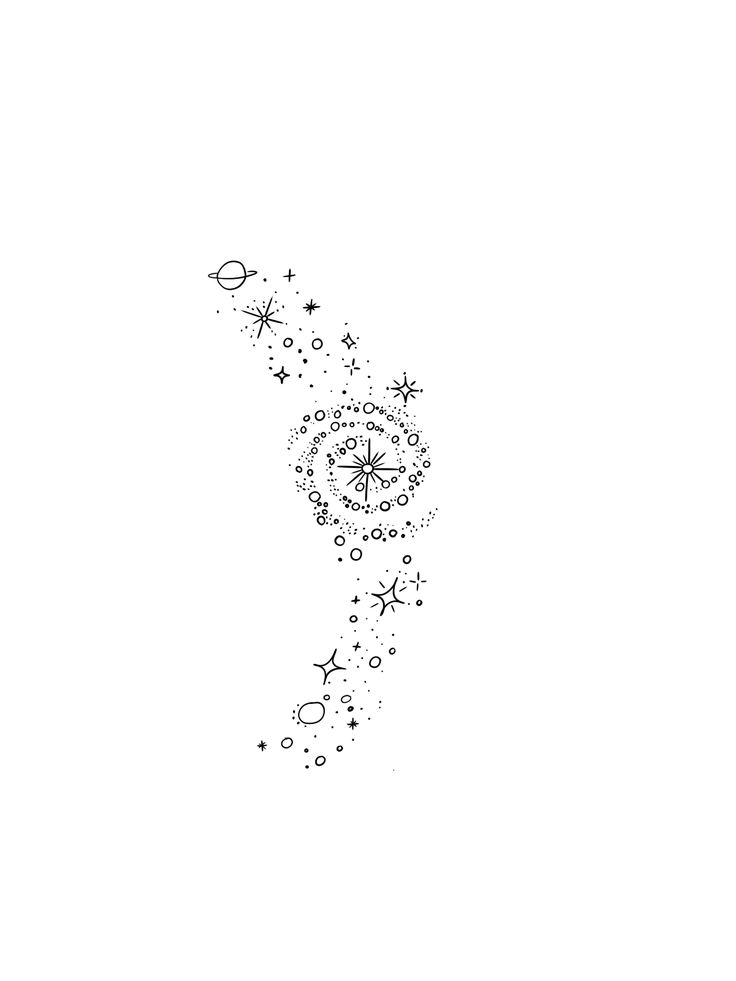 a black and white drawing of a star in the sky with stars coming out of it