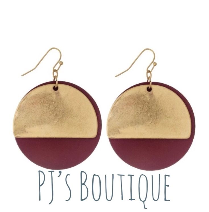 PJ's own earrings now available!   #PJsBoutique #PJsEarrings #smallbusiness Fishhook Earrings, Blanket Scarves, Infinity Scarves, Brass Wood, Fish Hook Earrings, Half Circle, Dresses Pants, Wood Earrings, Wood Jewellery