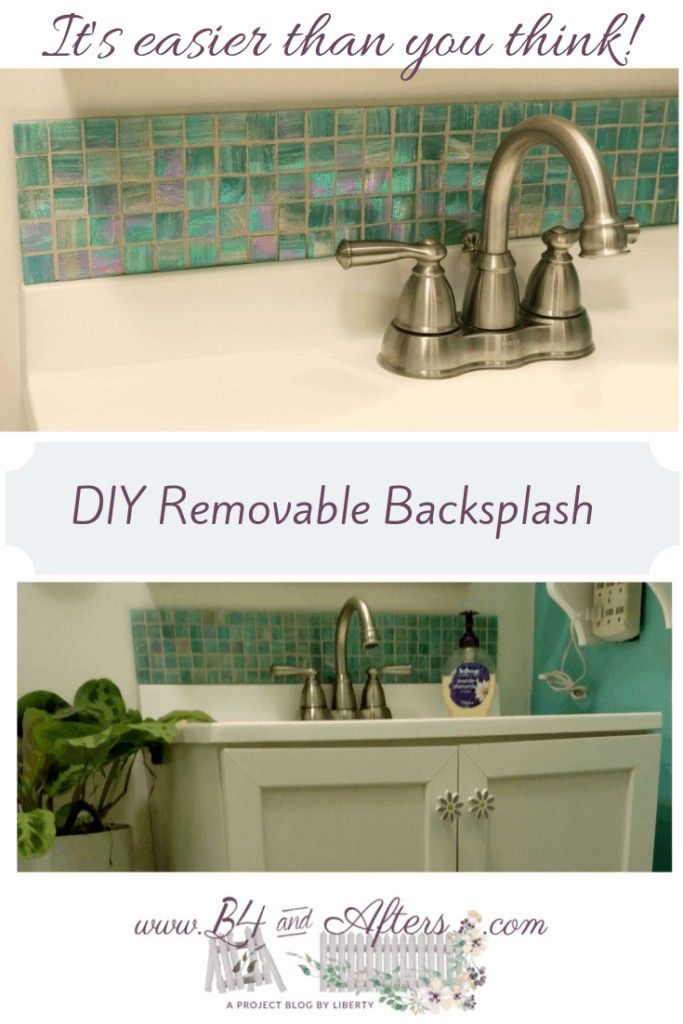 two pictures with the words it's easier than you think diy removable backsplash