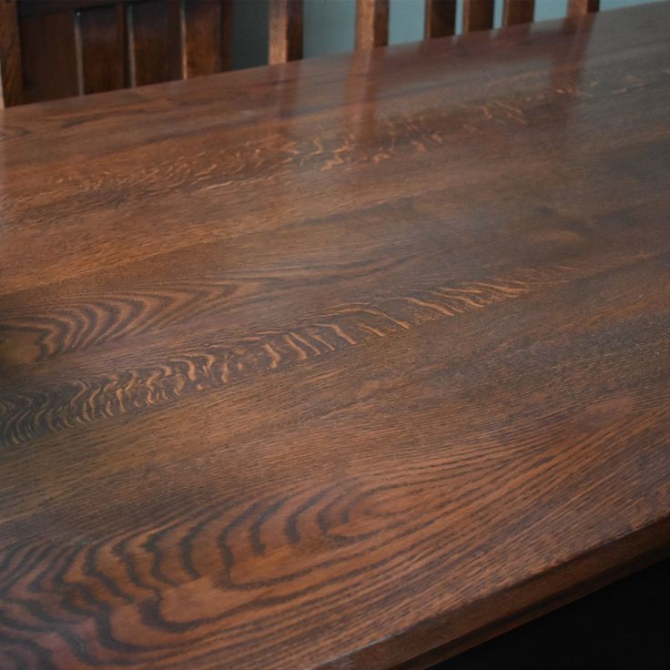 a wooden table with chairs around it