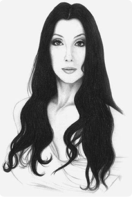 a drawing of a woman with long hair