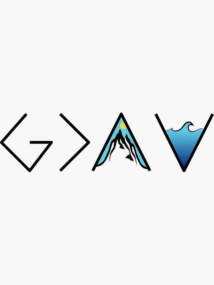 the word vak is written in black and white with blue mountains behind it on a light gray background