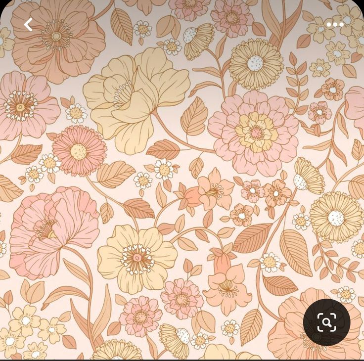 an orange and pink floral wallpaper with lots of flowers