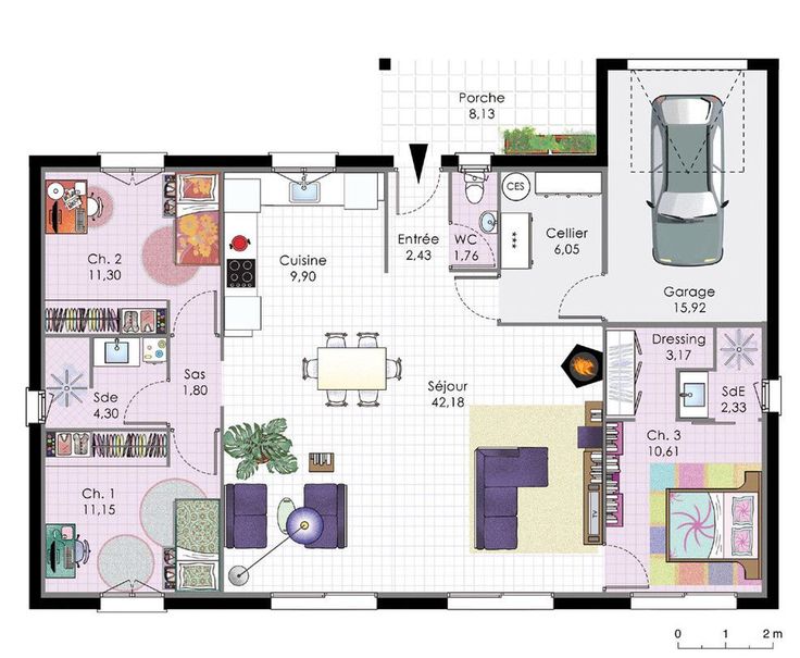 the floor plan for a house with two bedroom and an attached bathroom, including a living room