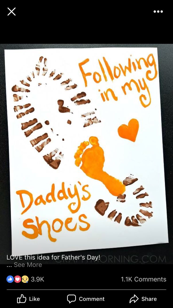 a hand and foot print is shown on the screen, with words below it that read following in my daddy's shoes