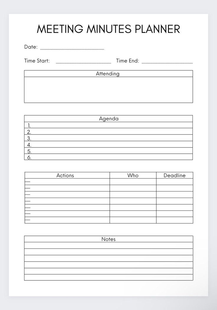 a meeting minutes planner is shown