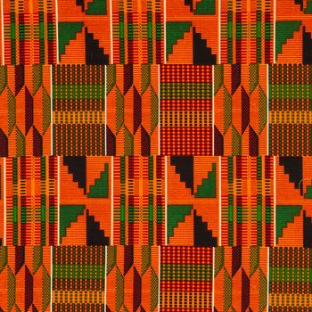 Add bright, fun colors and patterns to your crafts! Orange Patterned Kente Fabric is a traditional looking kente fabric that boasts a bright orange color with darker geometrical, traditional designs. Use it to create bold garments and crafts!     Details:   Width: 43" - 44"  Weight: Very Lightweight  Country Of Origin: India  Content: 100% Cotton  Care: Machine Wash, Cold; Use Mild Soap, No Detergent; Fluff Or Delicate Cycle, Low Heat. Do Not Bleach.  Flammability Note: Not For Sleepwear      Av Kente Pattern Design, Ashanti Style, Kente Cloth Patterns, Weaving Samples, Urban Graphics, Yard Accessories, African Textiles Patterns, Kente Fabric, Kente Print