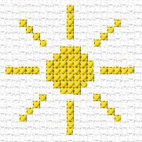 a cross stitch pattern in yellow and white