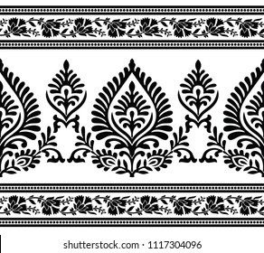 a black and white pattern with flowers on the border stock photo - 549782