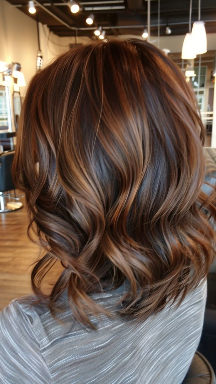 Get ready to fall in love with the hottest hair color trend of 2024: caramel balayage. This stunning technique seamlessly blends warm, rich caramel tones with your natural hair color, creating a look that’s both Carmel Highlights On Reddish Brown Hair, Caramel And Auburn Balayage, Fall Balayage Caramel, Balayage Autumn Hair Colors, Rich Brown Hair With Babylights, Brown Hair With Fall Highlights, Caramel Hair Highlights Brunettes, Burnt Caramel Hair Color, Fall Carmel Hair Colors