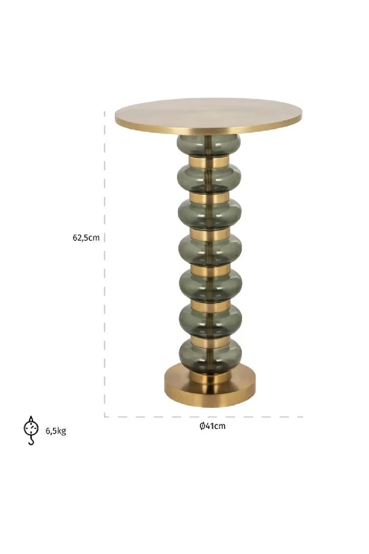 the side table is shown with measurements for each item and it has two different colors