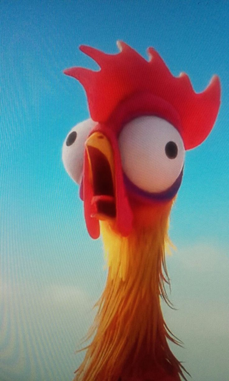 a close up of a chicken on a television screen with the sky in the background