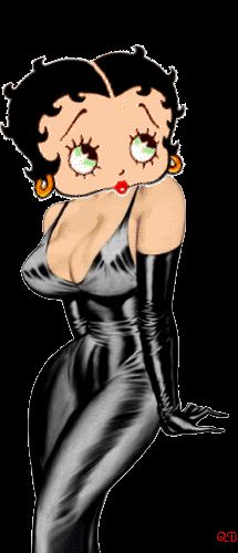 a drawing of a woman in a black latex dress and high heeled boots