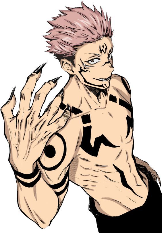 an anime character with pink hair holding his hands up