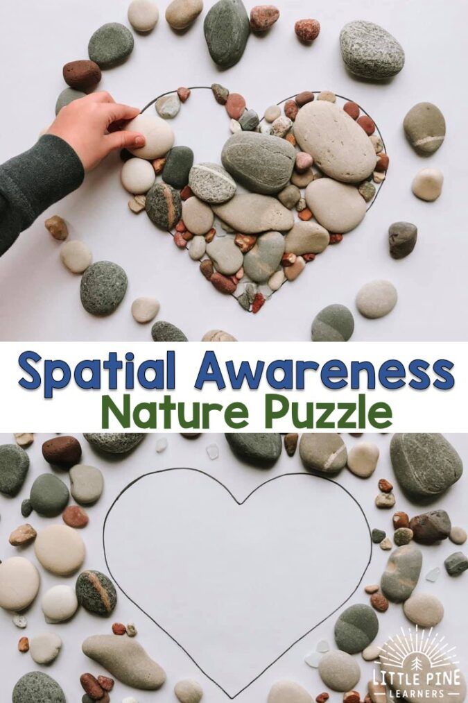 a heart made out of rocks with the words spatilal awareness nature puzzle