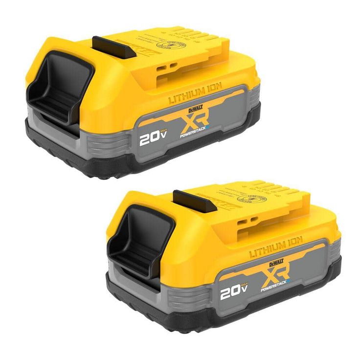 two yellow and black batteries for dewgerder xr 20 volt cordless power tools