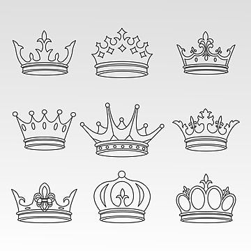 six crowns drawn in black and white on a gray background stock photo © shutterstocker