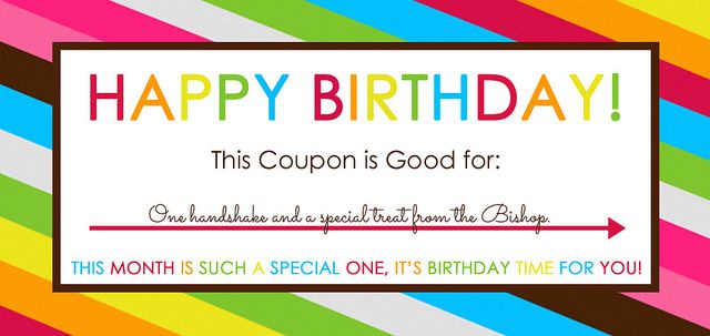 a colorful birthday card with the words, happy birthday this coupon is good for