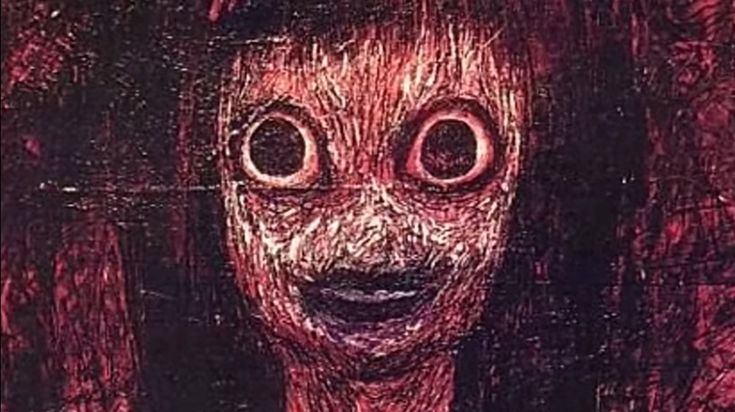 an image of a creepy woman with big eyes