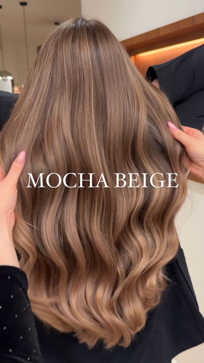 Mocha Beige Hair Color, Natural Beige Hair, Brown Beige Hair Color, Beige Hair Highlights, Milktea Hair Balayage, Coffee Beige Hair Color, Cute Natural Hair Colors, Different Shades Of Brown Hair Color, Hair 2024 Color