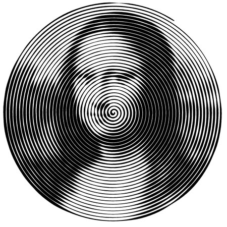 an abstract black and white circular design