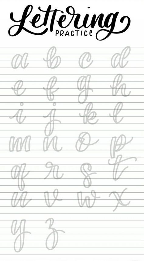 the lettering practice sheet with cursive writing and handwritten letters on it