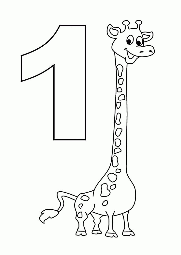 the number one is for a giraffe coloring page