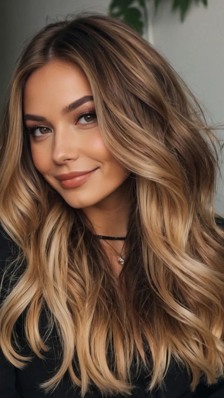 Embrace the Season: 15 Gorgeous Fall Hair Colors Everyone Should Try - pulsepathlife.com Blonde Hair Colors For Brunettes, Top Highlights Hair, Fall Hair For Long Hair, Dark Autumn Blonde Hair, Honey Brown Blonde Balayage, Brunette With Blonde Hair, Best Fall Hair Colors 2024, Hair Autumn 2024, Fall Hair Trends 2024 Blonde