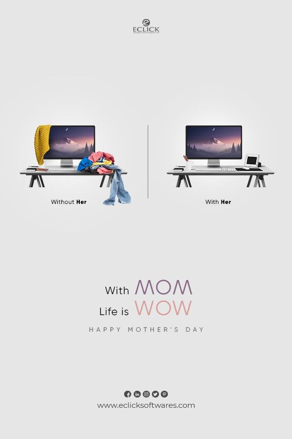 a woman sitting at a desk in front of a computer monitor with the words, mom life is wow happy mother's day