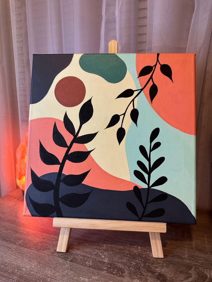 modern art, art, artist, paint, painter, canvas, plant Canvas Art Painting Ideas, Cute Canvas Art, Art Painting Ideas, Boyfriend Painting, Boho Art Painting, Canvas Aesthetic, Boho Painting, Art Painting Tools, Small Canvas Paintings