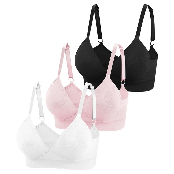 PRICES MAY VARY. Wireless Bra: No poking and no digging, no wire pains and offers the ultimate comfort for everyday. Lightly lined bra: Molded foam cups in modern style with light padding fit for every breast shape. Notice: it's not suitable for size up to DD cups. Soft seamless fabric: This comfortable bra with a deep-v neckline can be matched well with any tops especially tight or low-cut tops to give a clean and smoothing look. Seamless bralettes: Elastic wide band lays flat from side to back Comfortable Bra, Wireless Bras, Lounge Bra, Low Cut Top, Comfy Bra, Cute Bras, Foam Cups, Comfortable Bras, Lounge Lingerie