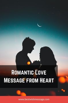 two people standing next to each other with the text romantic love message from heart