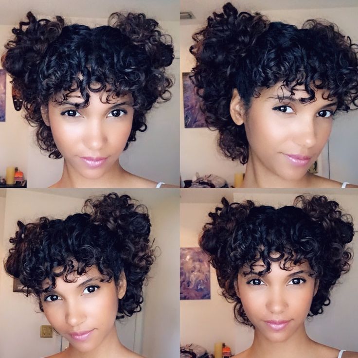 Curly bangs pig tails / buns hairstyle Short Curly Pigtails, Pig Tails Curly Hair, Piggy Tails Hairstyles, Pigtail Hairstyles For Short Hair, Curly Pigtails, Short Curly Bob Hairstyles, Short Ponytail, Tail Hairstyle, Curly Bun Hairstyles