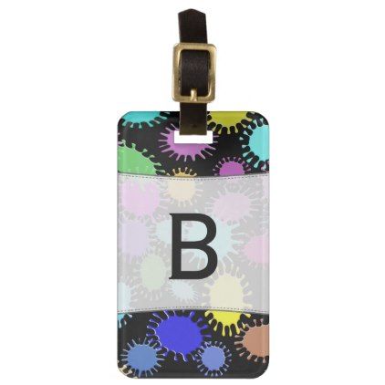 #initial - #Name Initial; Colorful Paint Splatter Look Pattern Bag Tag ...