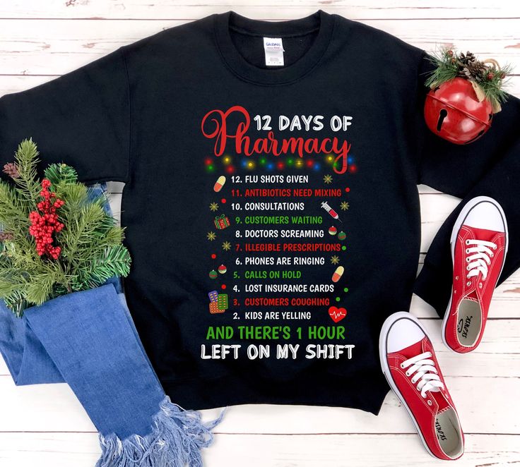 Looking for the perfect gift for your Pharmacist this holiday season? Look no further than our 12 Days Of Pharmacy Funny Christmas Pharmacist shirt! This unique and stylish shirt is sure to make any pharmacy professional happy, and it's also a great way to show your support for the profession during the festive season. Whether you're a pharmacy assistant, tech or a pharmacist yourself, this shirt is a great way to show off your team spirit. So don't wait any longer, order your christmas pharmacy shirt today! * S I Z I N G * ✺ Sizing is unisex  ✺ For adults, size runs like men's, though not overly large. Most women find their typical size works best, since they are meant to fit a touch loose and go up 1 or 2 sizes if you want the oversized look. ✺ Size guide and fit:  The size chart is list Pharmacist Shirt, Radiology Shirts, Math Teacher Humor, Math Teacher Shirts, Pharmacist Gift, Little Sister Gifts, Funny Math, Rad Tech, Funny Teacher