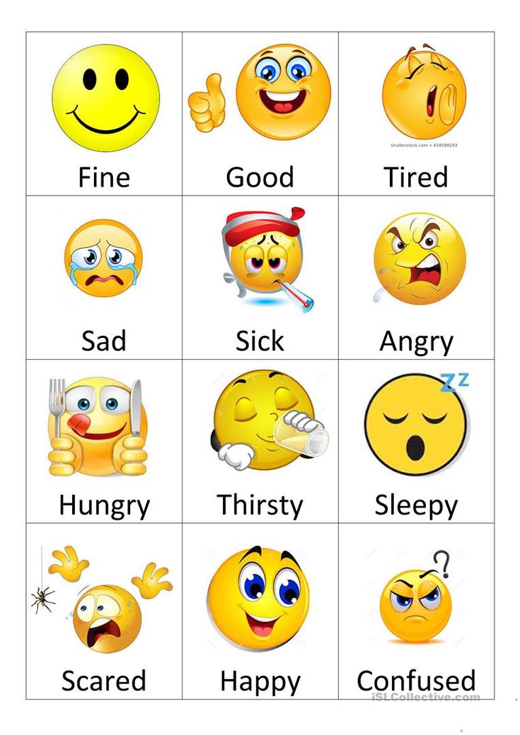 an image of different types of emoticions in the form of smiley faces and feelings