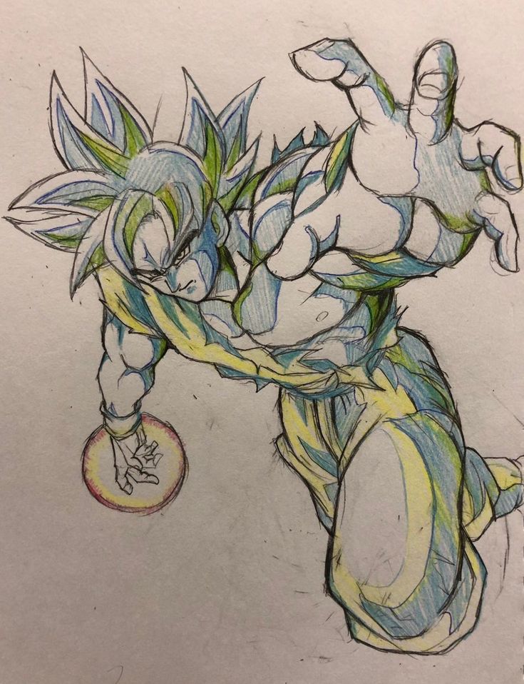 this is a drawing of a cartoon character in the style of gohan from dragon ball